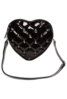 Frank Studded Quilted Heart Shoulder Bag - Black