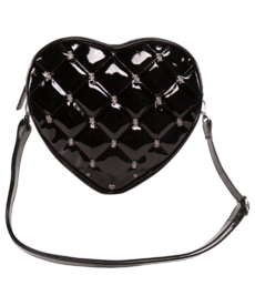 Frank Studded Quilted Heart Shoulder Bag - Black