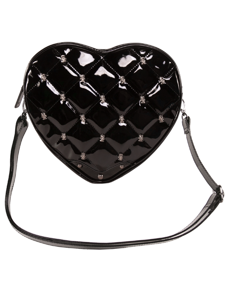 Frank Studded Quilted Heart Shoulder Bag - Black