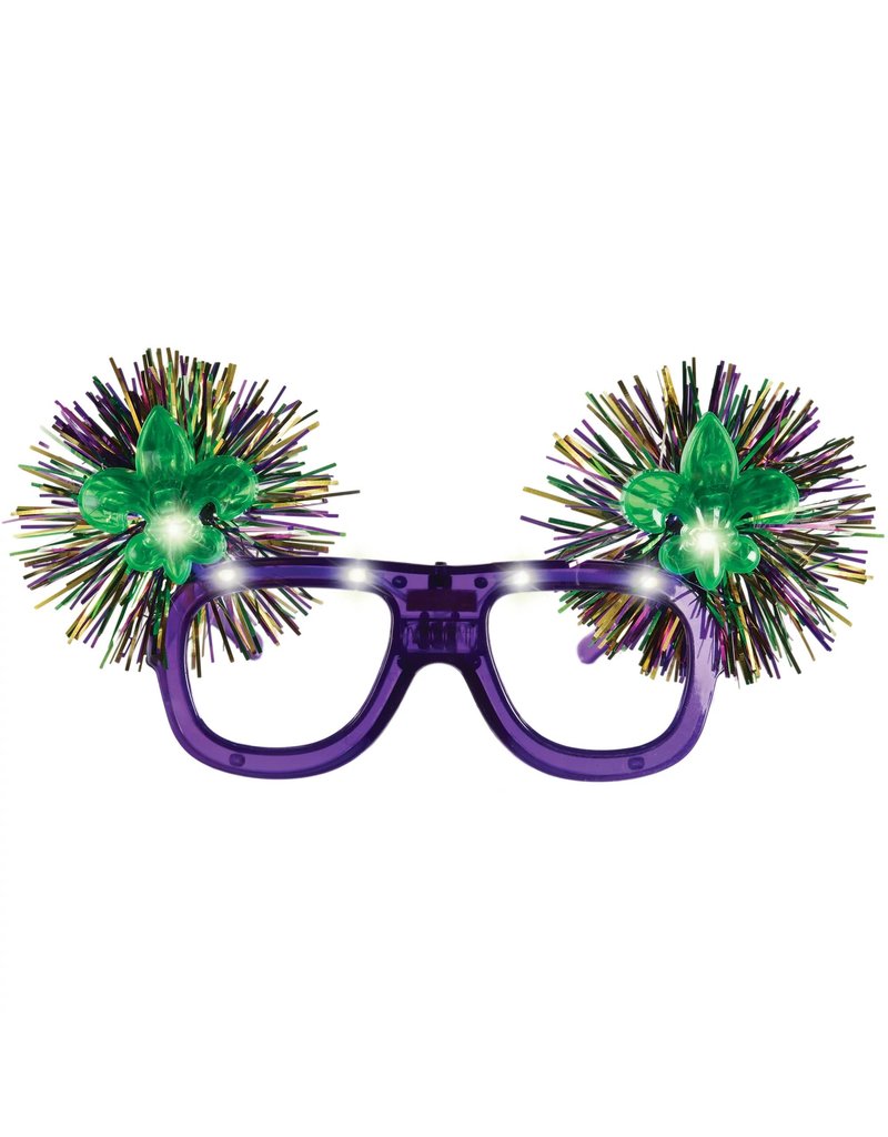 Amscan Mardi Gras Light-Up Pom Pom Glasses