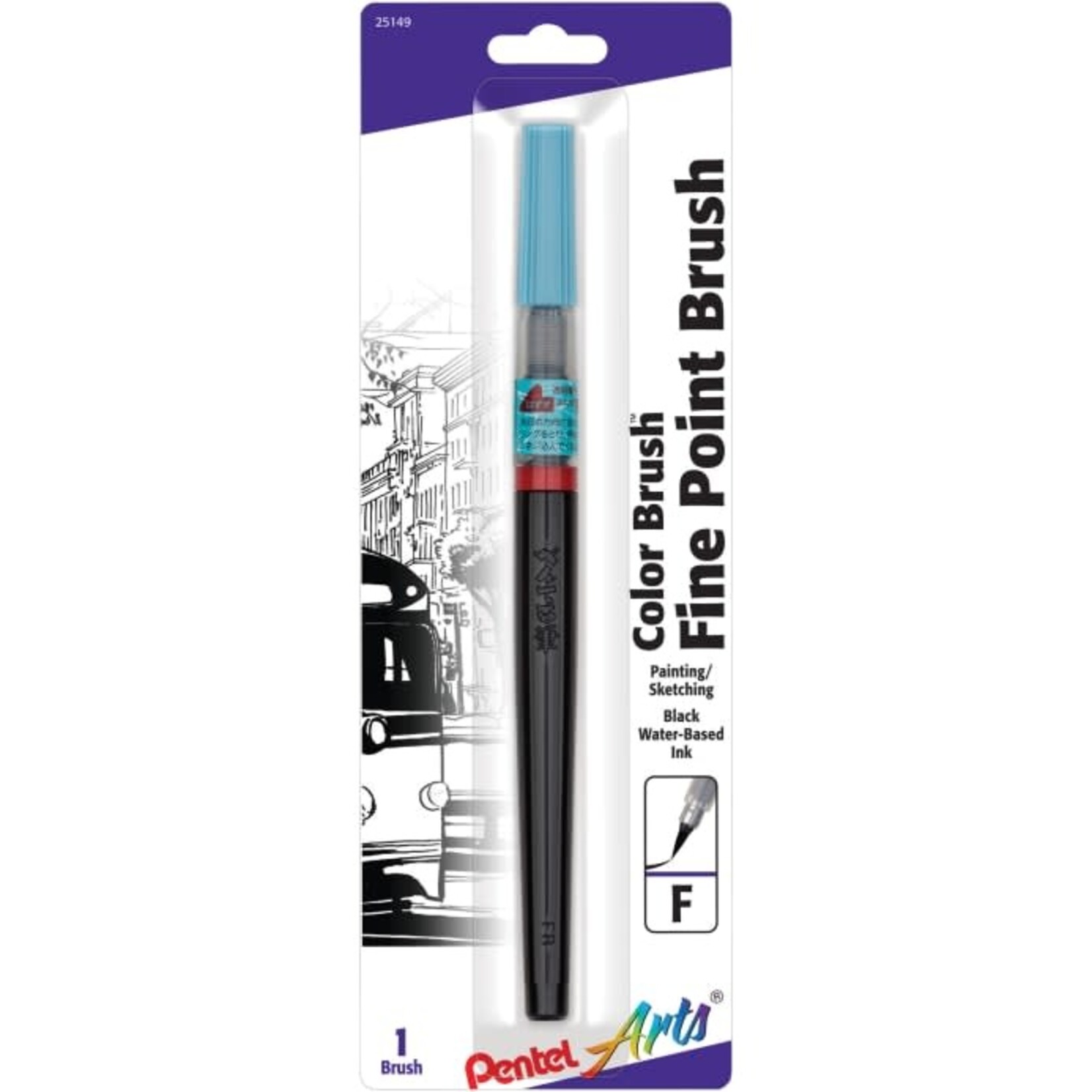 Pentel Color Brush Pens, Black Fine Water-Based Ink