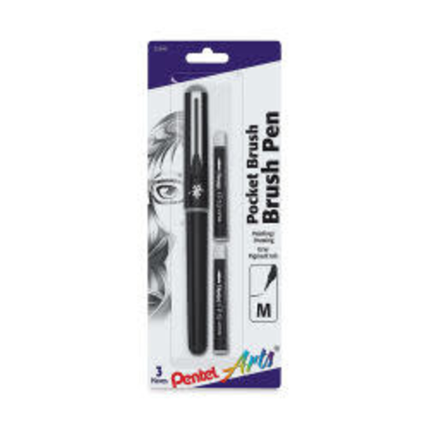 Pentel POCKET BRUSH BLACK W/2 REFILL