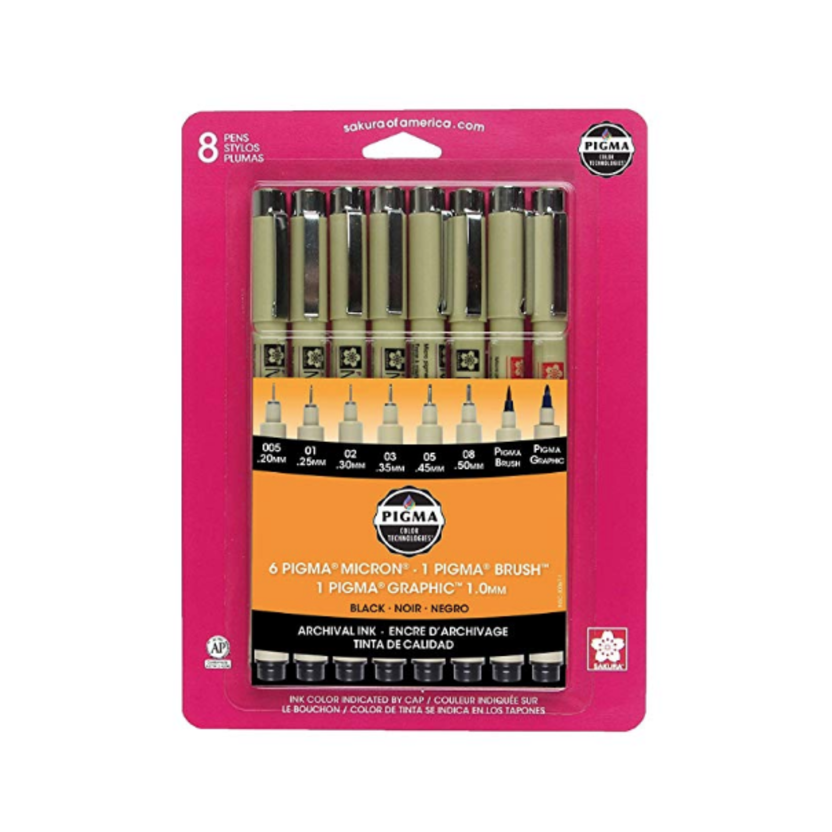 Sakura PIGMA PEN 8PC SET ALL BLK ASTD