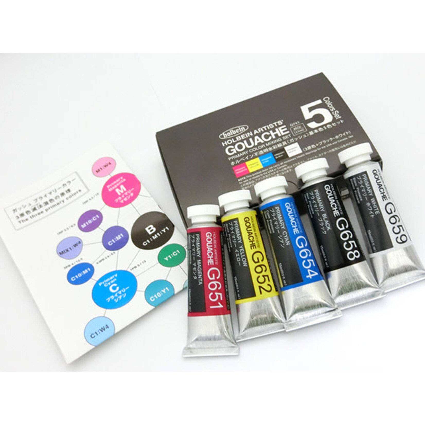 Holbein Designers Gouache 5-Color 15ml Primary Mixing Colors Set