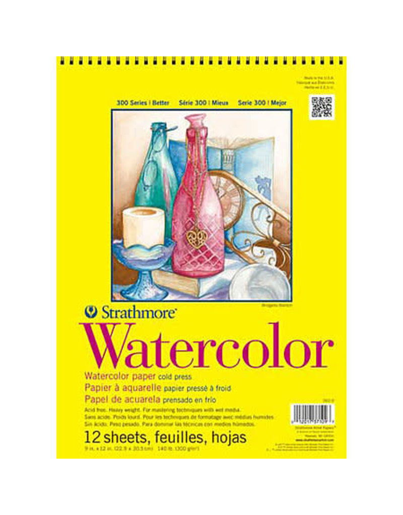 Strathmore Watercolor Paper Pads 300 Series, Tape-Bound, 9'' X 12''