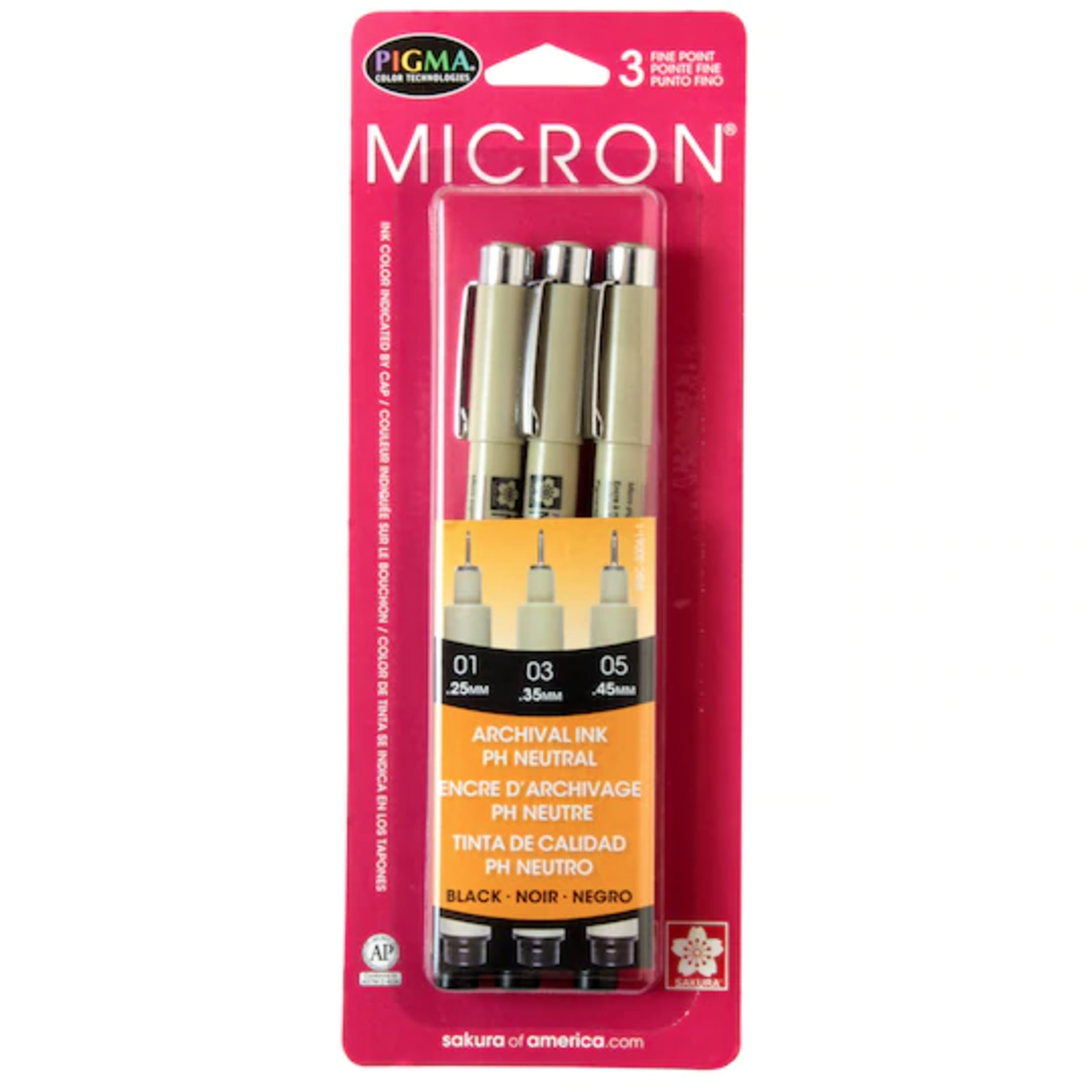 Sakura Micron Graphic Black .01  .03  .05 3PK