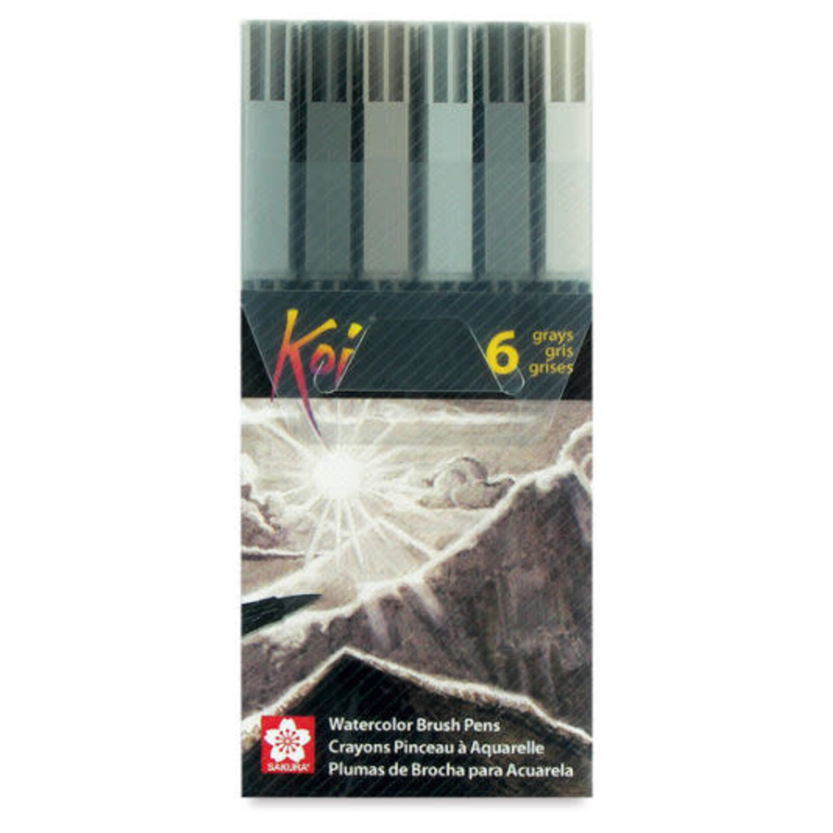 Sakura Koi Color Brush Pen 6 Piece Gray Set