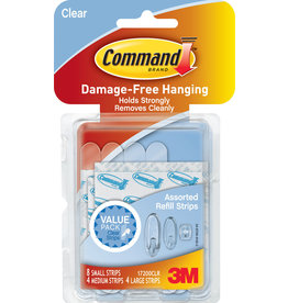 Scotch 3m Command Adhesive Replacement Strip - Clear Asst 16Pk
