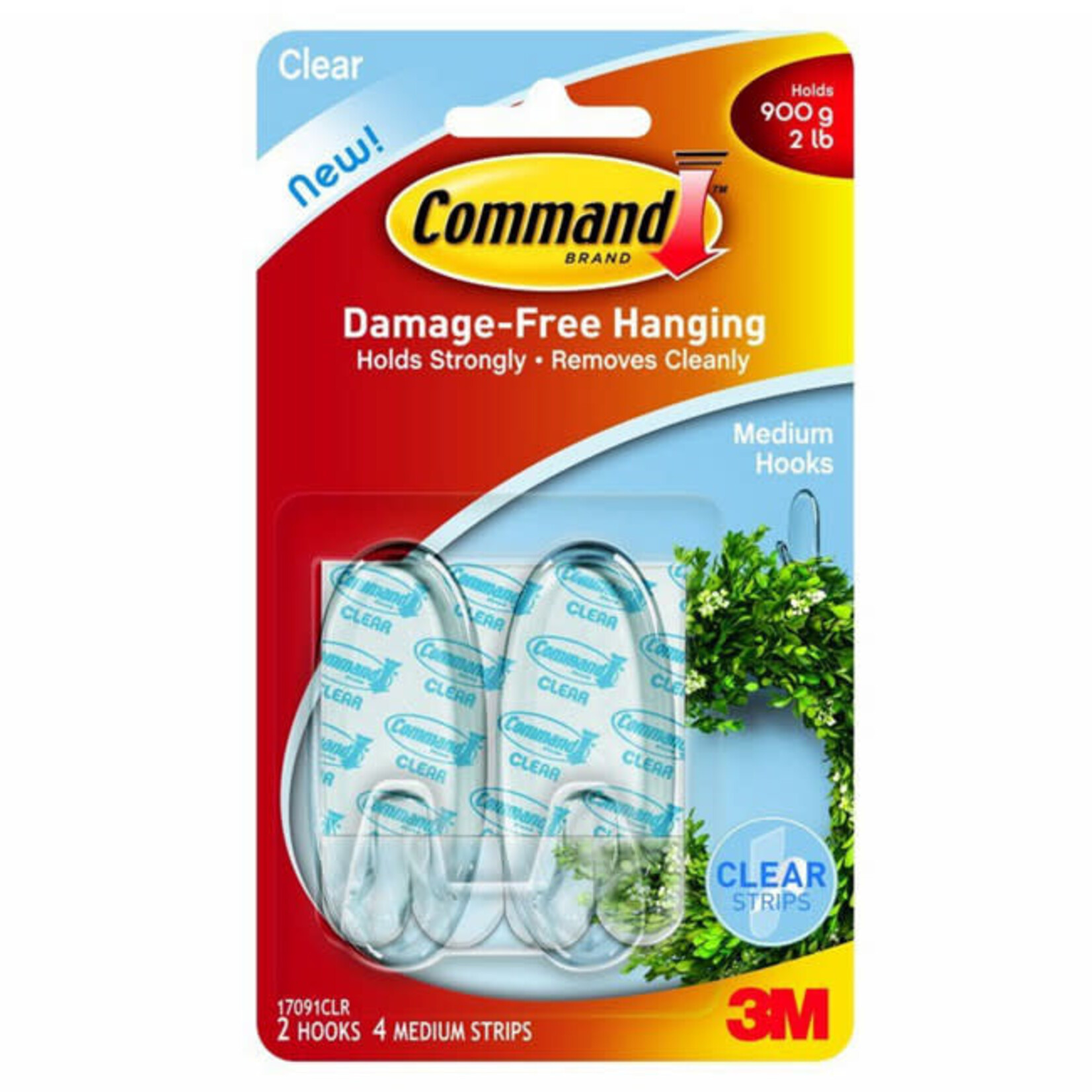 Command Command Clear Hooks with Clear Strips  Medium 2 hooks