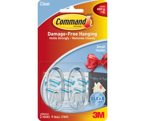 Command Command Clear Wire Hooks With Clear Strips Small 3 Hooks - MICA  Store