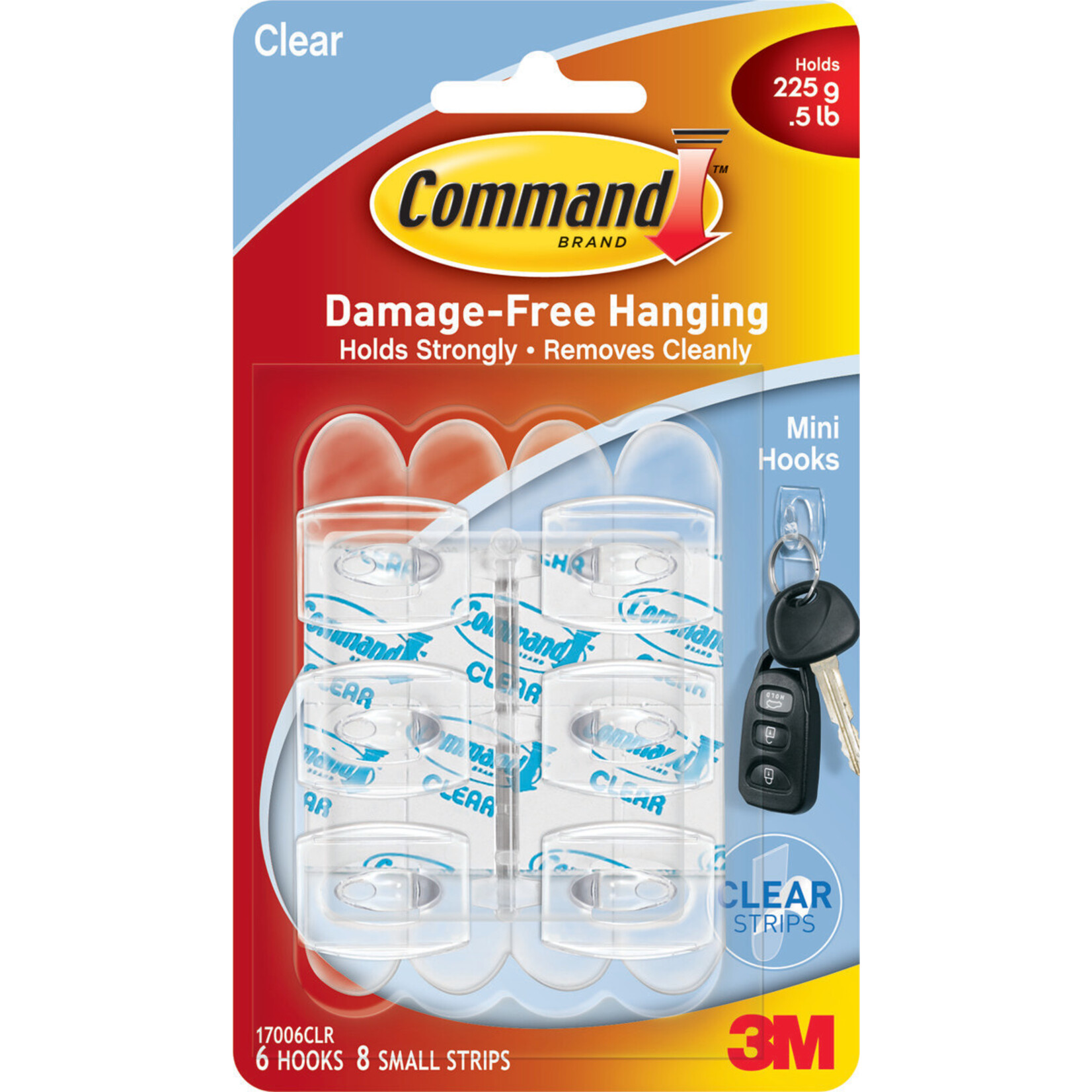 Command Command Hooks With Strips Clear Mini 6 Hooks