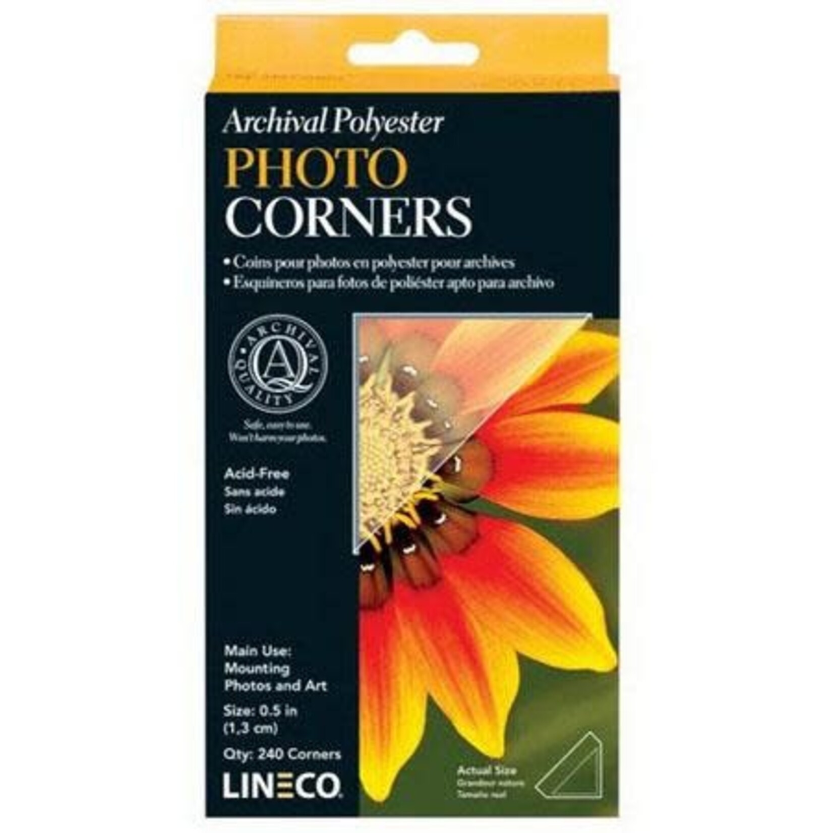 Lineco Photo Corners Mylar 1/2 240/Bx