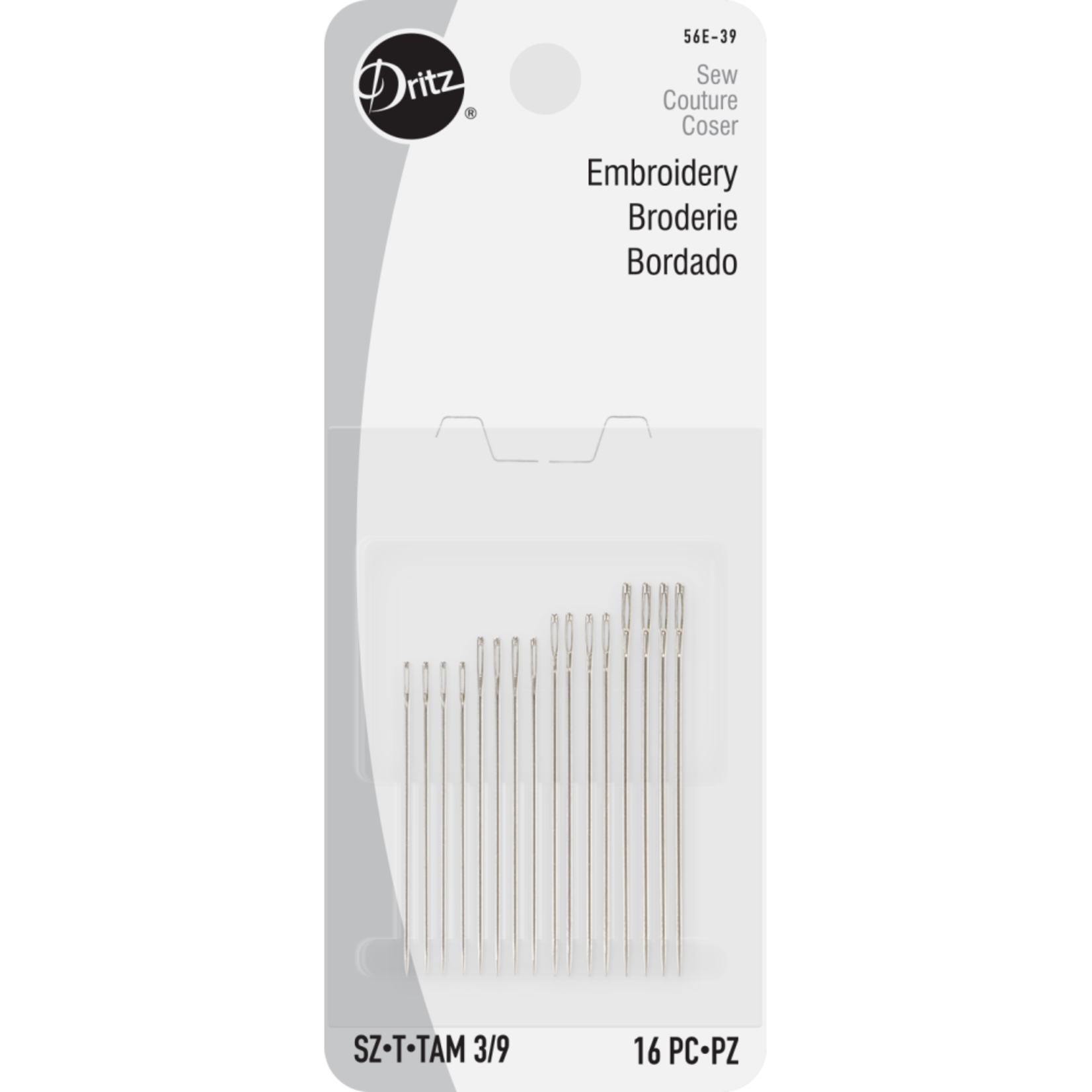 DRITZ NOTI EMBROIDERY NEEDLES SZ3/9