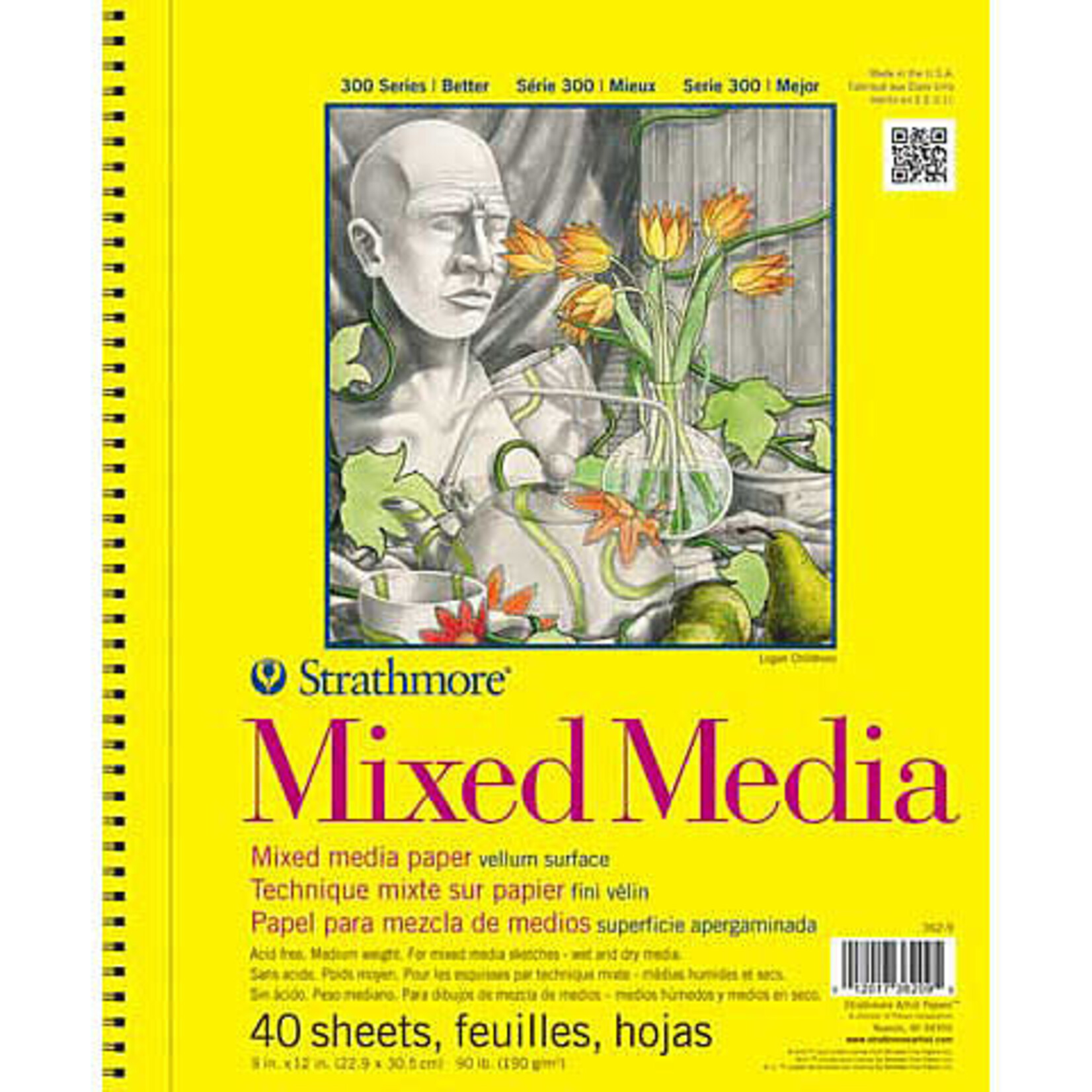 Strathmore Mixed Media Paper Pads 300 Series, 9'' x 12'' - 40/Sht. Wire Bound Pad