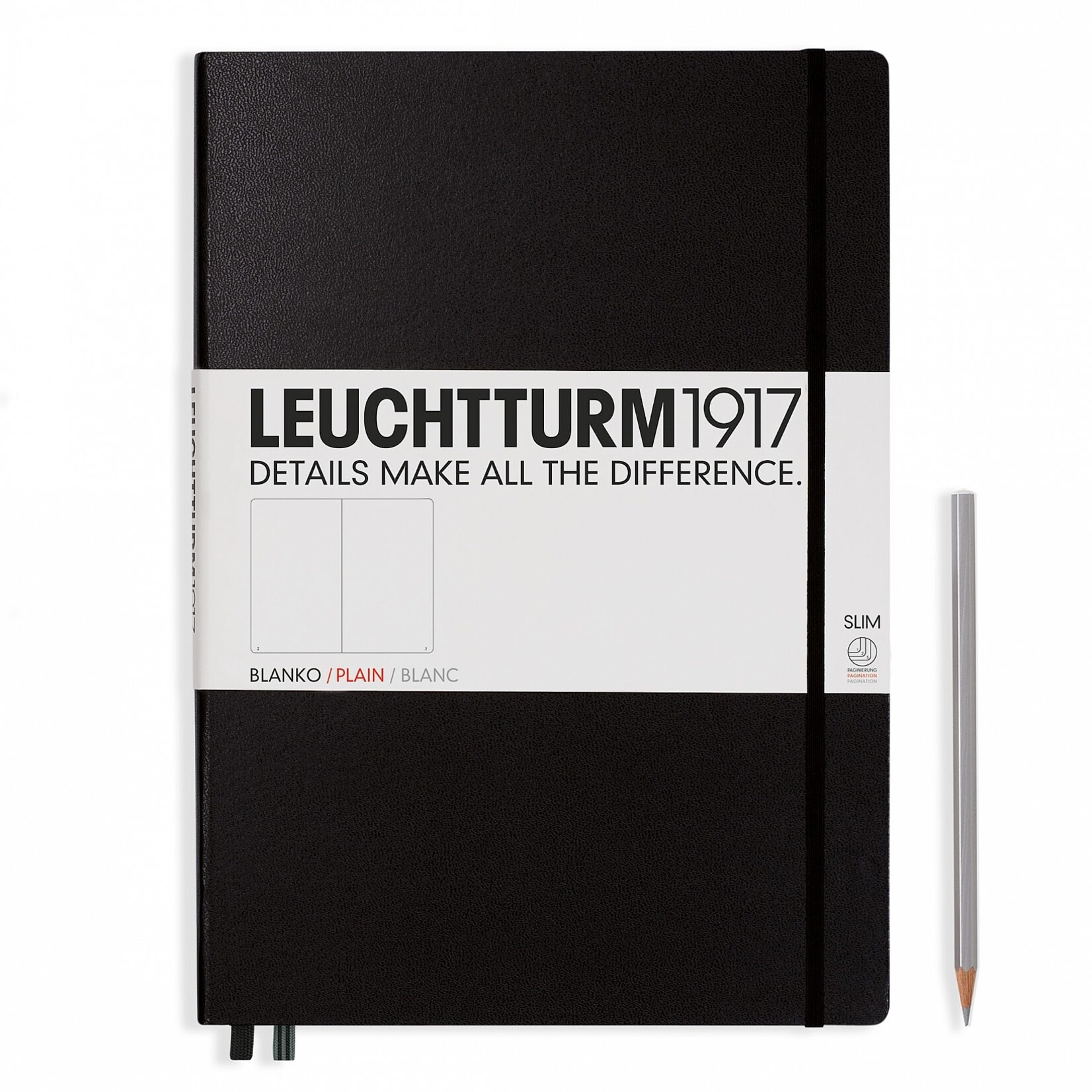 Leuchtturm Leuchtturm - Master Slim (A4+) - 123 pages Black / Plain