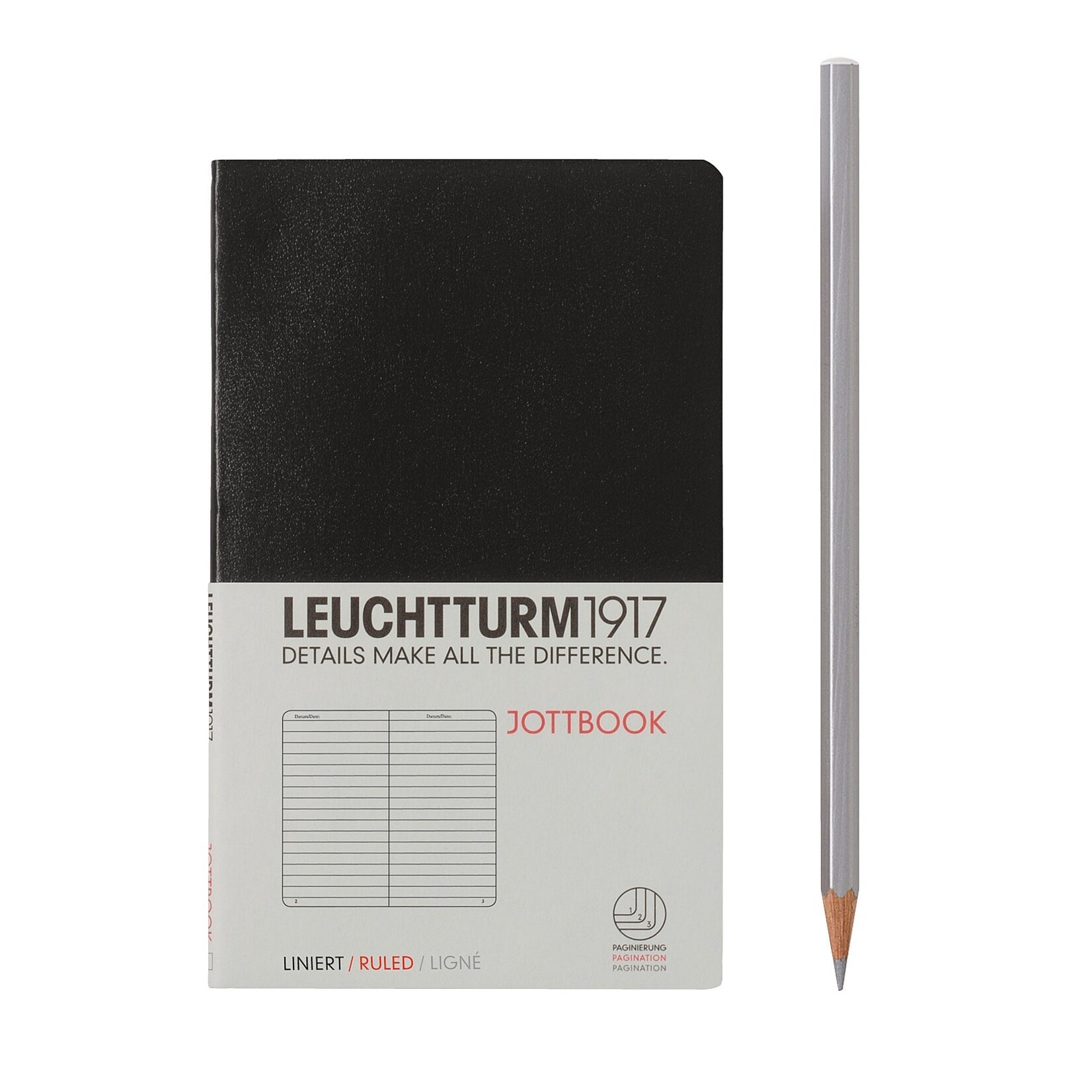 Leuchtturm Leuchtturm Black, Jottbook Pocket, Ruled