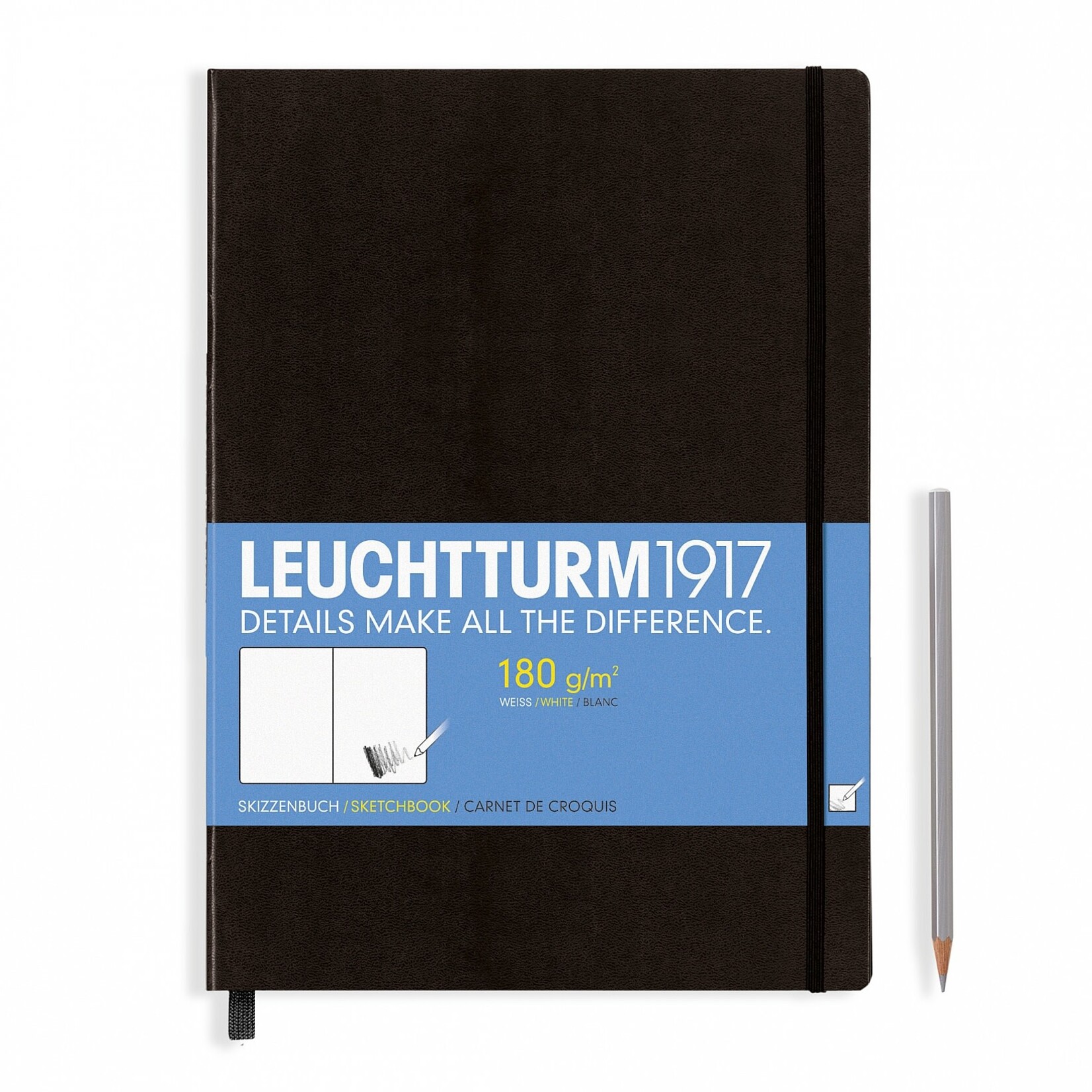 Leuchtturm Leuchtturm , Sketchbook Master, 150gsm, Black, Plain