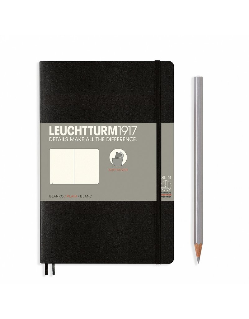 Leuchtturm Leuchtturm Black, Softcover, Paperback (B6+), Plain