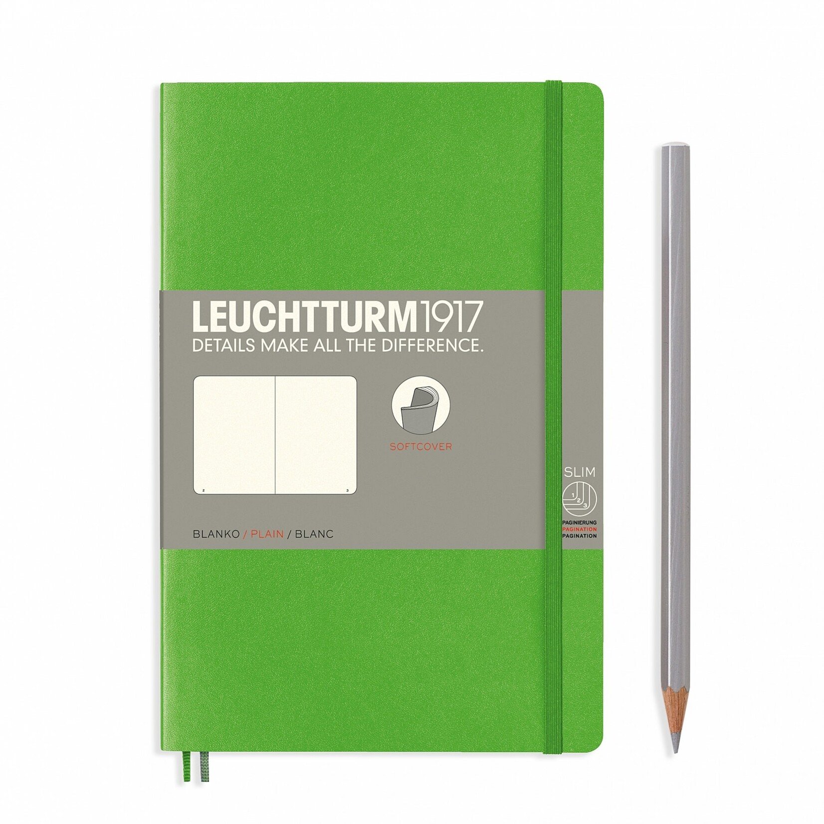 Leuchtturm Leuchtturm Fresh Green, Softcover, Paperback (B6+), Plain