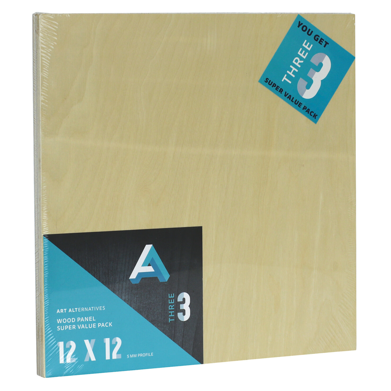Art Alternatives Wood Panel Super Value Packs Uncradled, 12'' X 12'' 3/Pkg