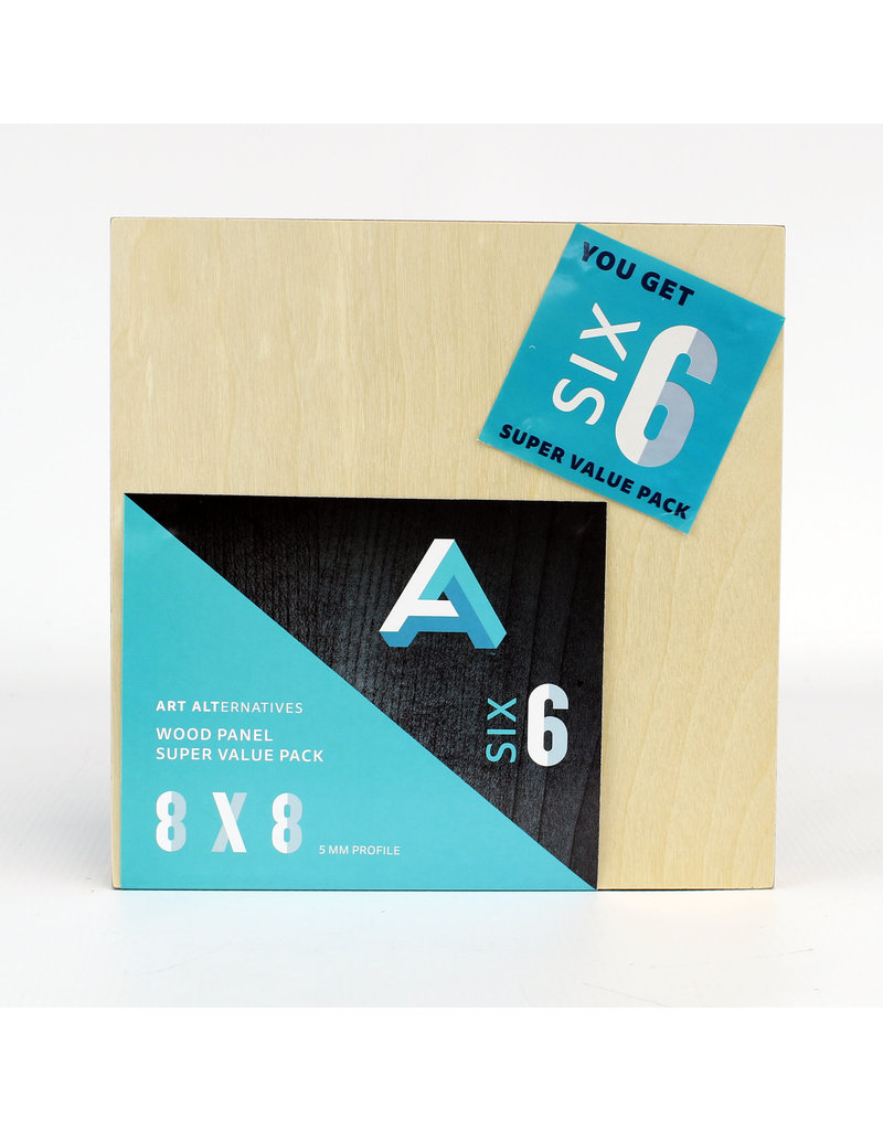 Art Alternatives Wood Panel Super Value Packs Uncradled, 8'' X 8'' 6/Pkg.