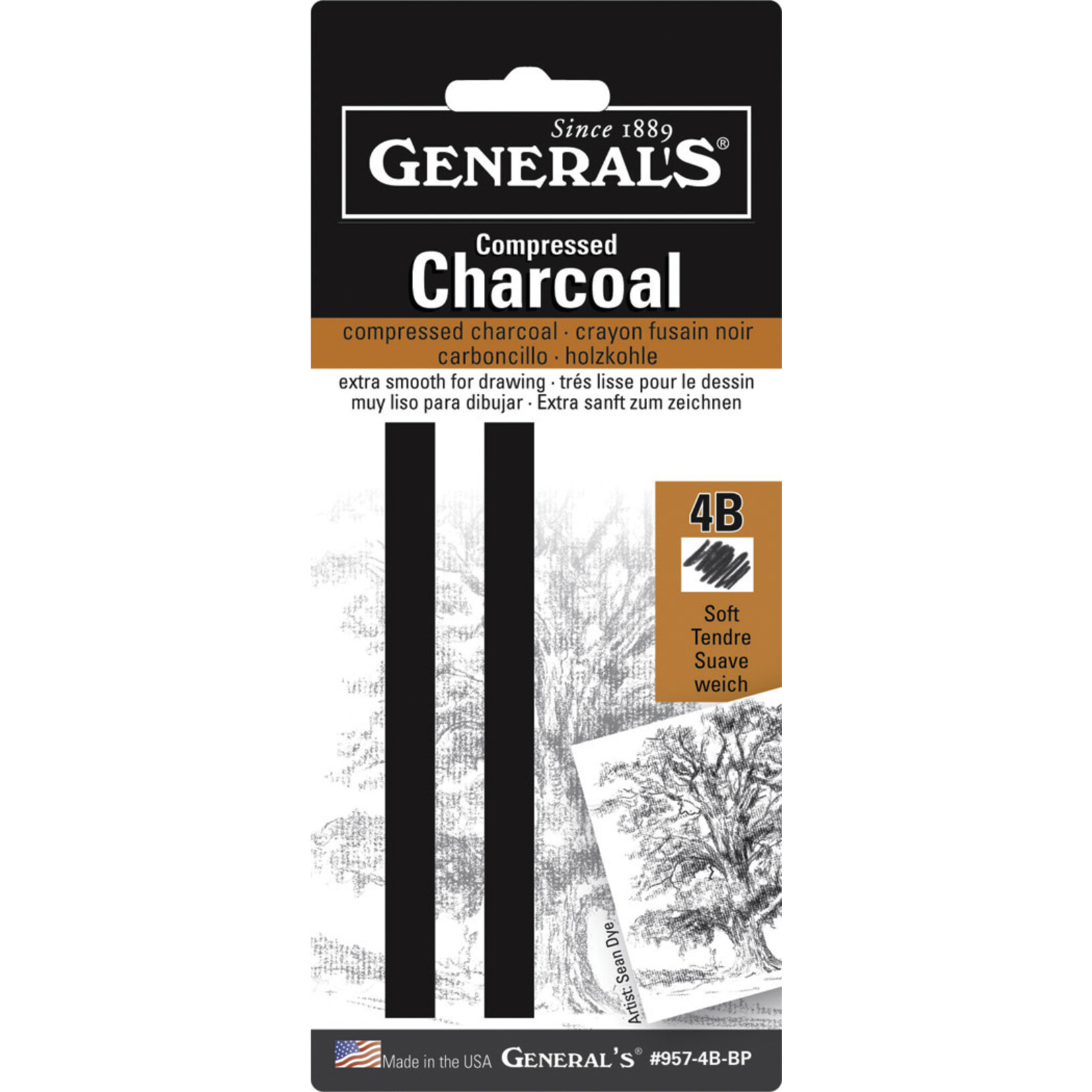 General Pencil Compressed Charcoal Sets, 4B Medium (2/pkg)