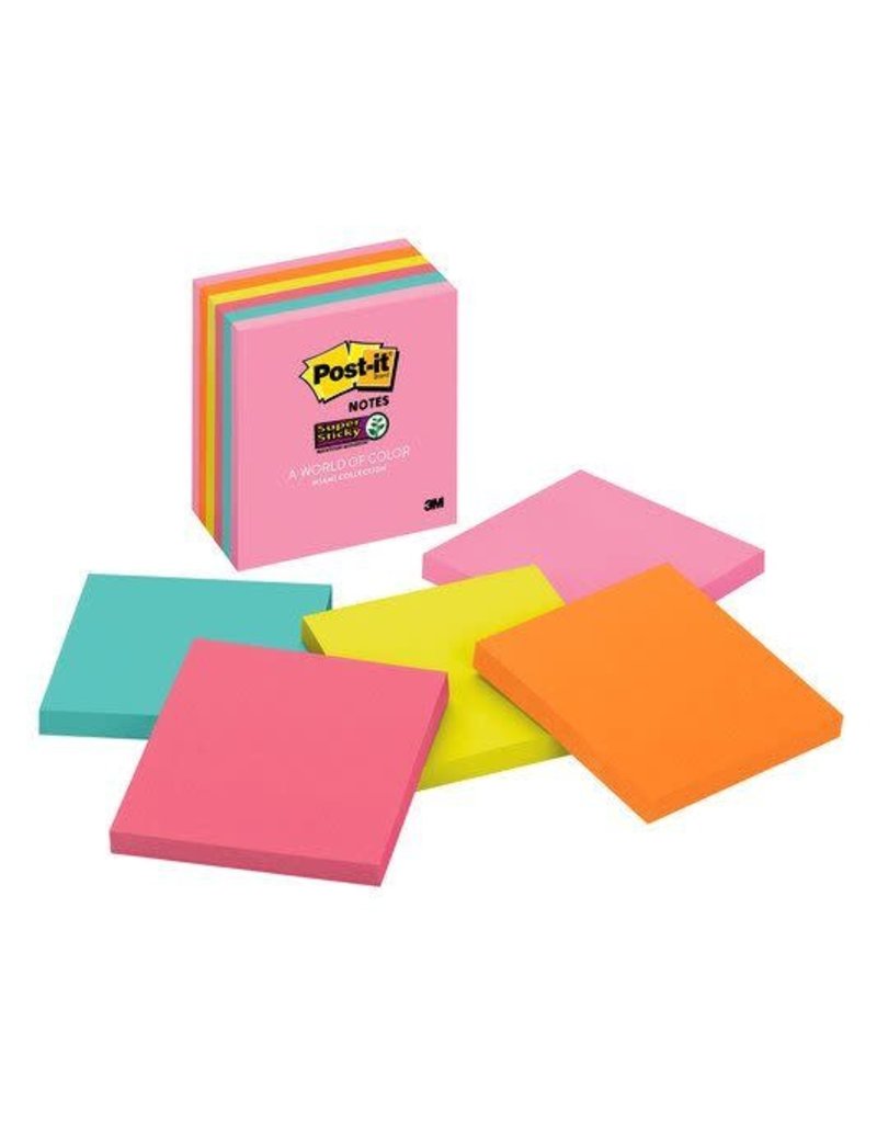 3m Post-It Super Sticky Notes Asst 3X3In 6 Pack Capetown - MICA Store