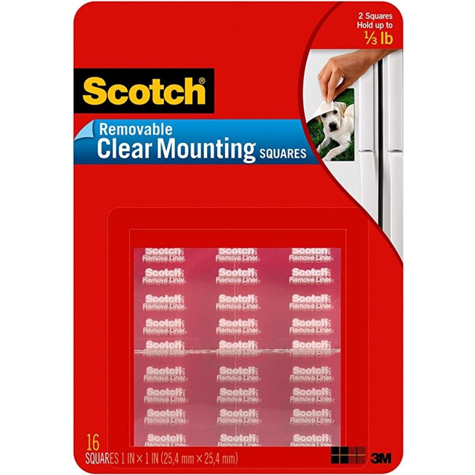 Scotch 3m Scotch Clear Removable Mounting Squares, Squares Measure 11/16''