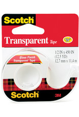 Scotch 3m Transparent Tape, 1/2'' X 450'' Roll