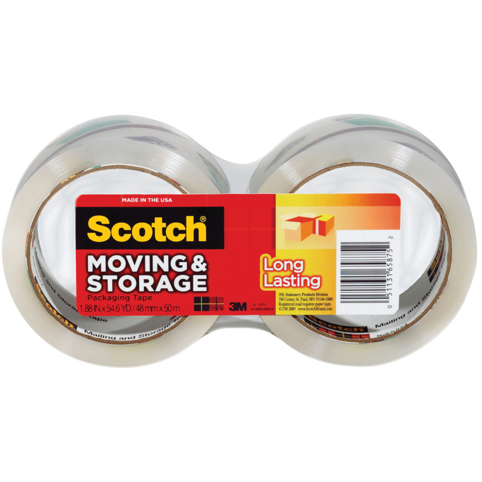 Scotch 3m Super Clear Packaging Tape, 2 Pack 1-7/8'' X 55 Yds.