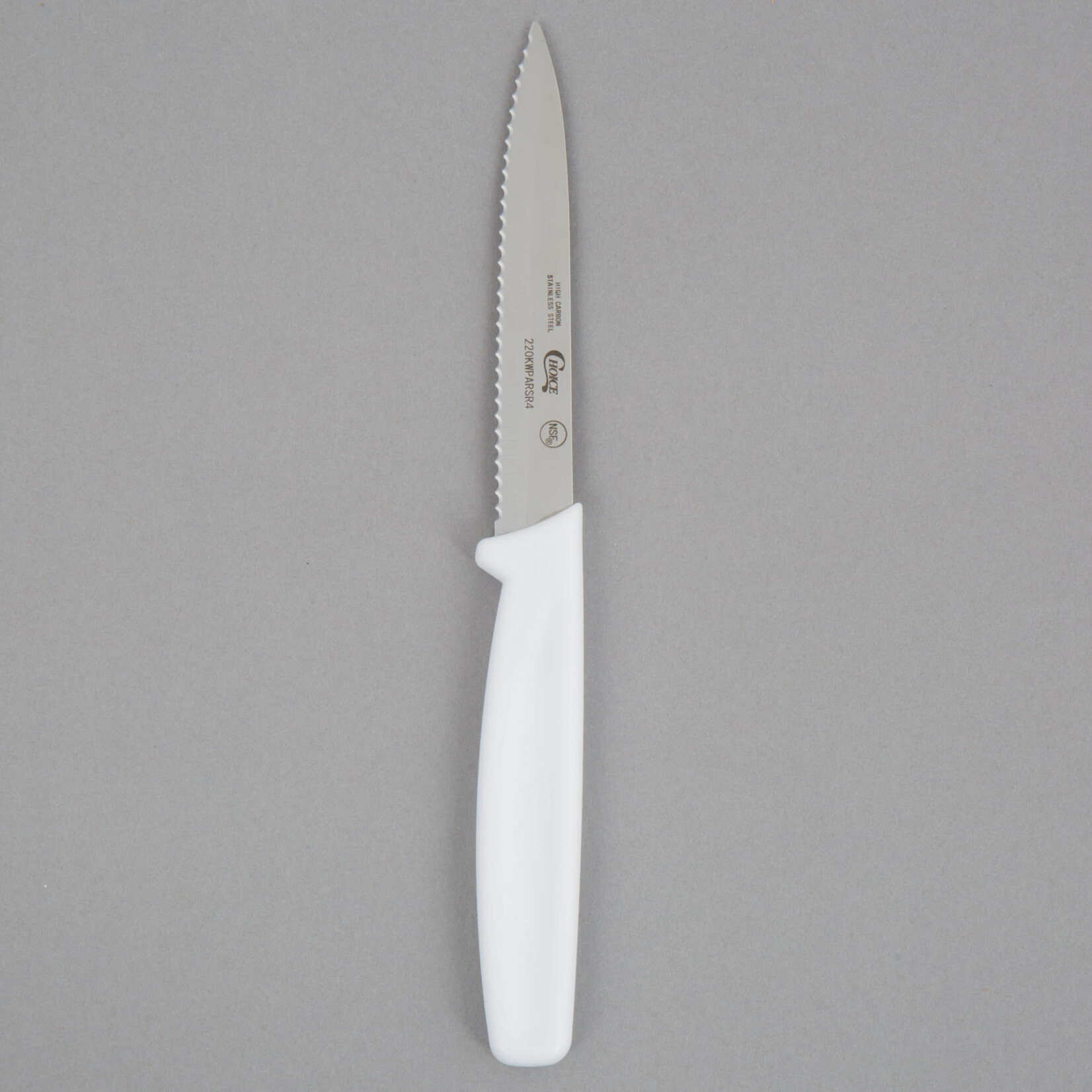 Choice 3 1/2'' White Serrated Paring Knife