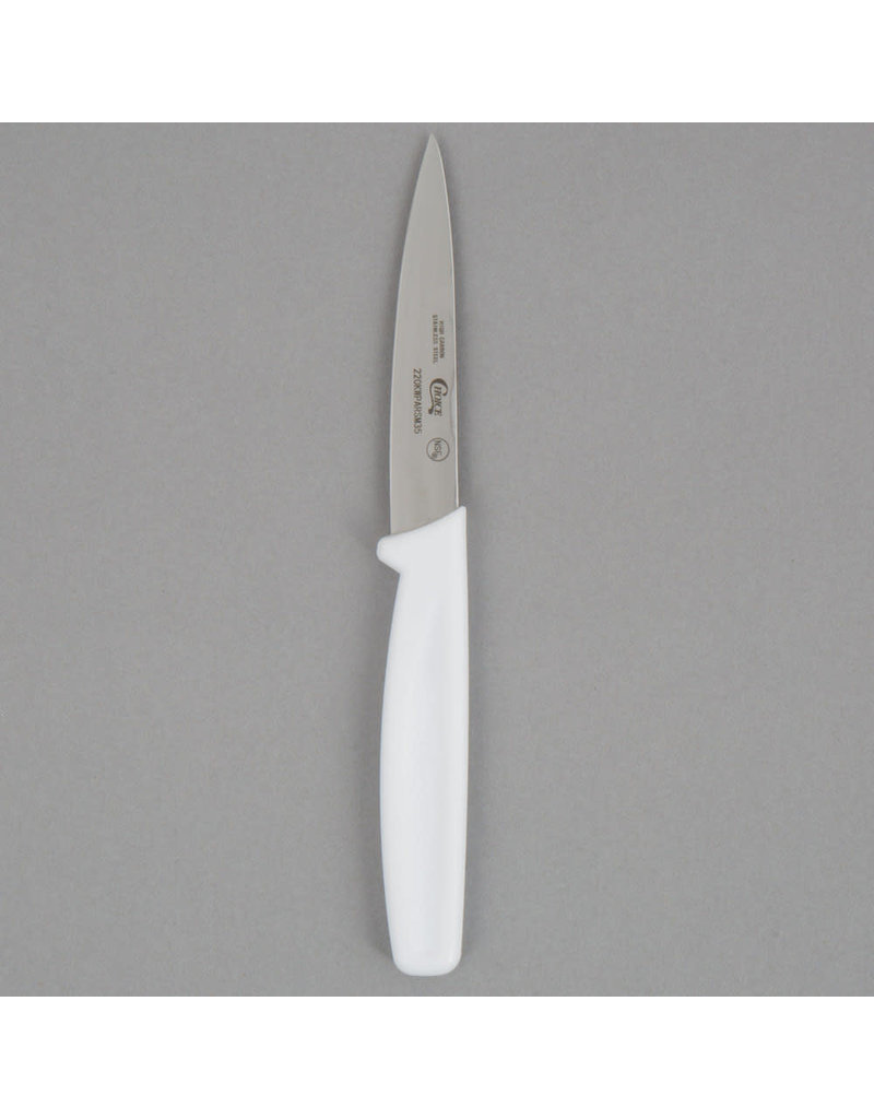 Choice 3 1/2'' White Straight Edge Paring Knife