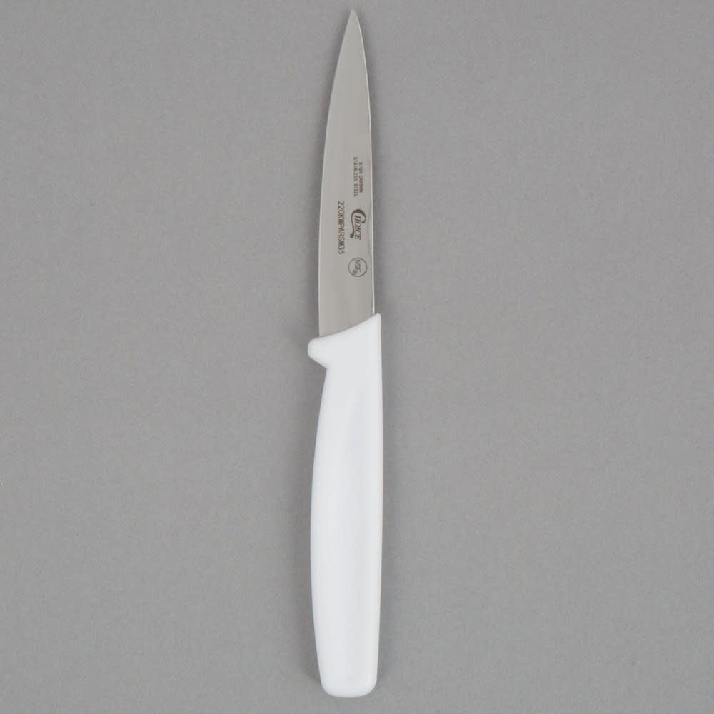 Choice 3 1/2'' White Straight Edge Paring Knife MICA Store
