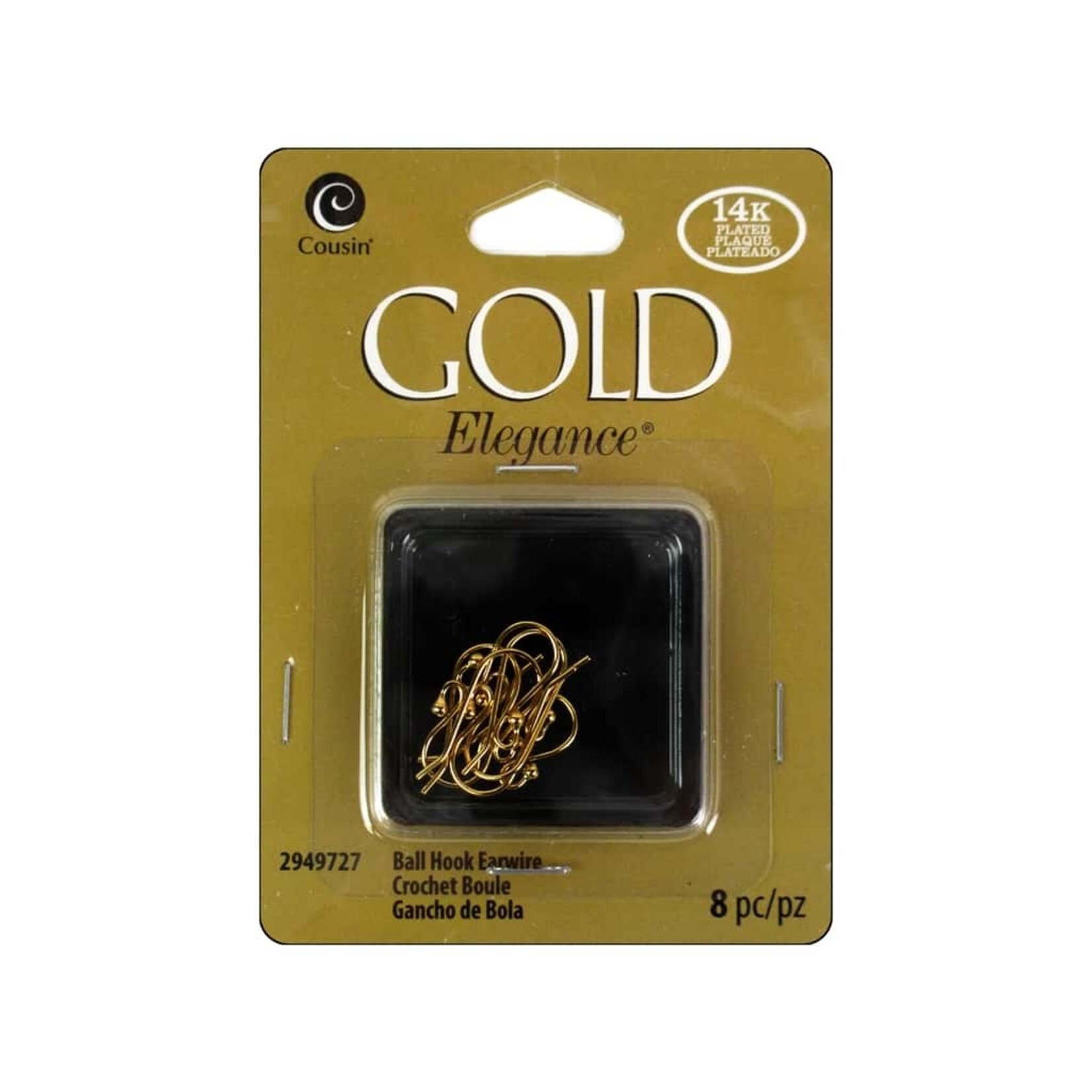 Darice 8PC 14K Gold Plate Ball Hook Earring Post