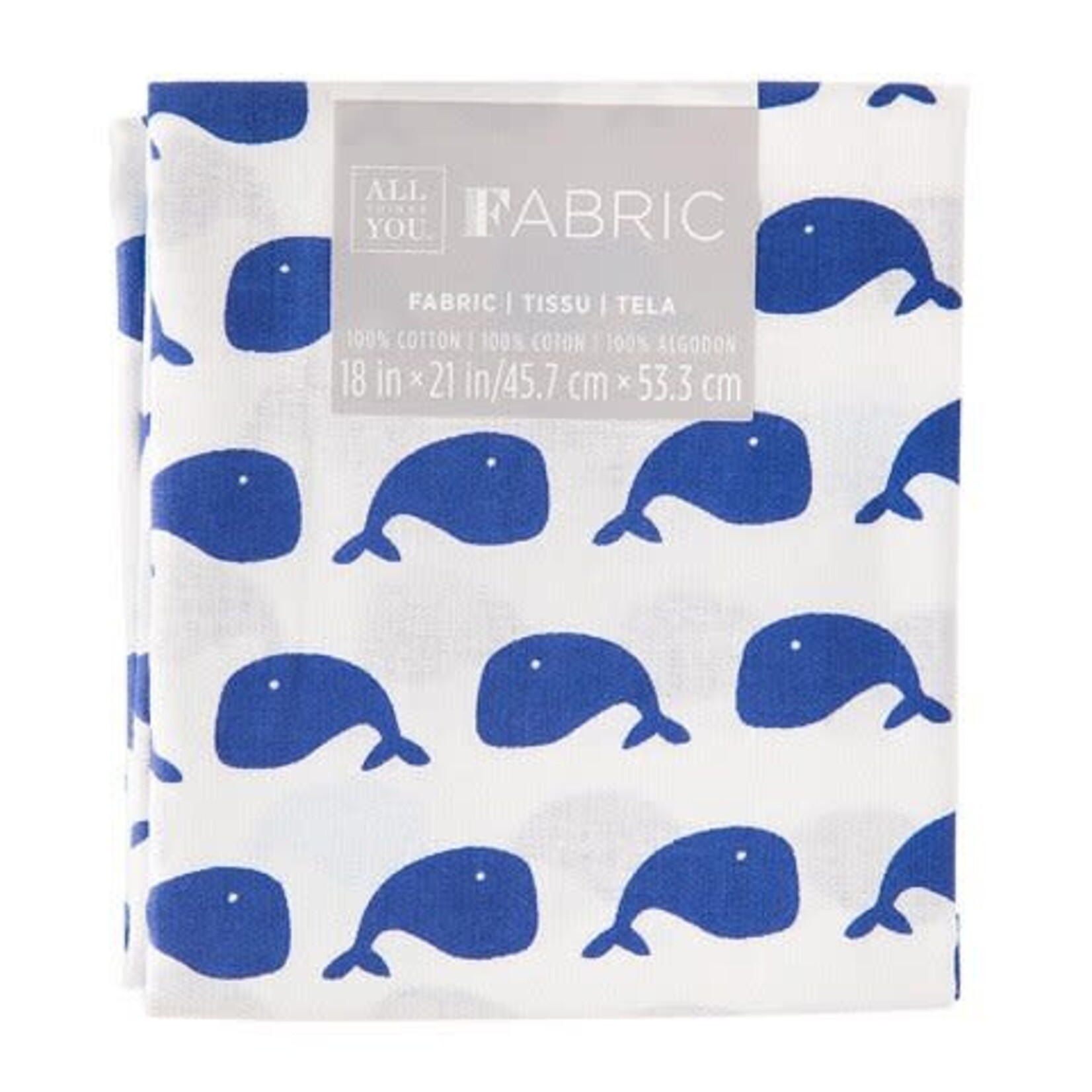 Darice Patterned Quilting Fabric Fat Quarters: Blue Whales, 18 X 21 Inches