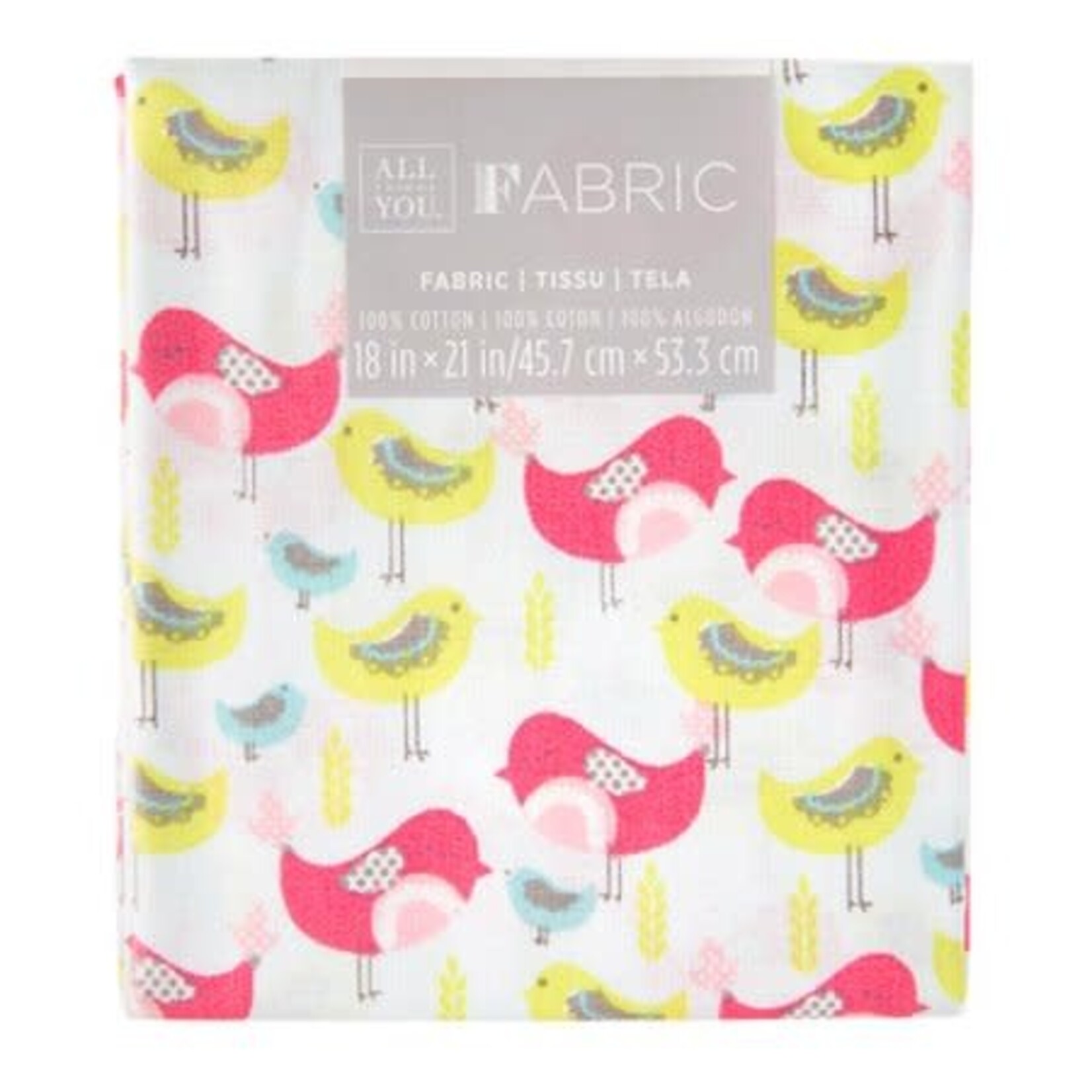 Darice Patterned Quilting Fabric Fat Quarters: Colorful Birds, 18 X 21 Inches
