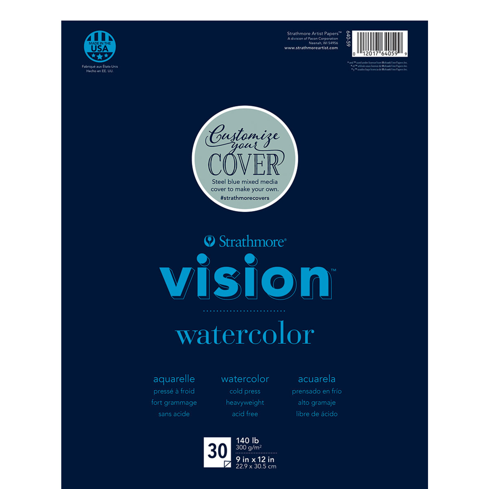 Strathmore Vision Watercolor Paper Pads, 9" x 12" - 30/Sht. Glue Bound