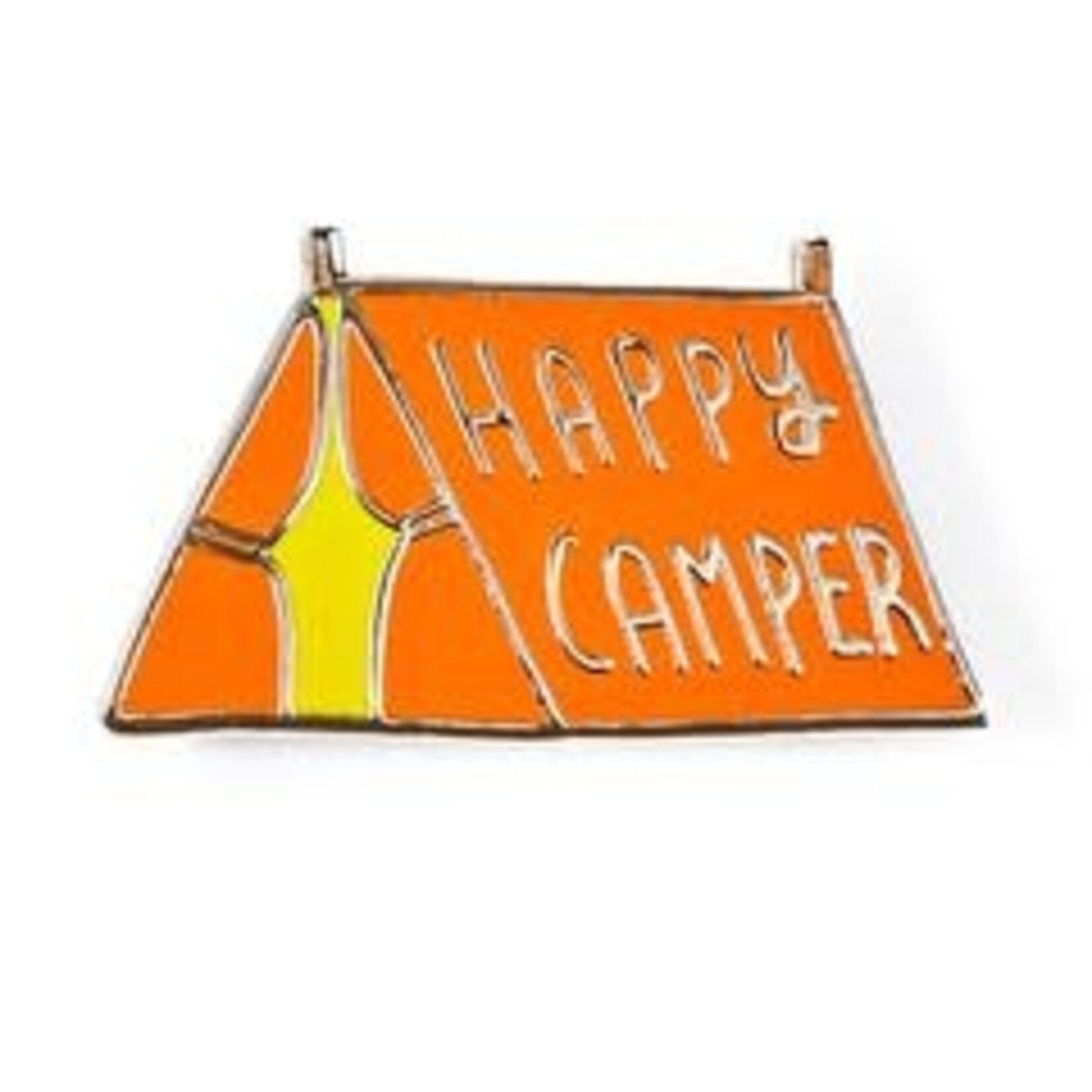 Badge Bomb Enamel Pin Happy Camper Green
