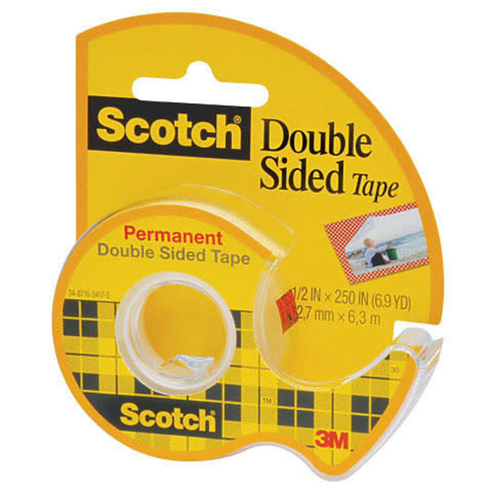 Scotch 3m Scotch Double Sided Tape Permanent, 1/2'' X 450'' Dispenser
