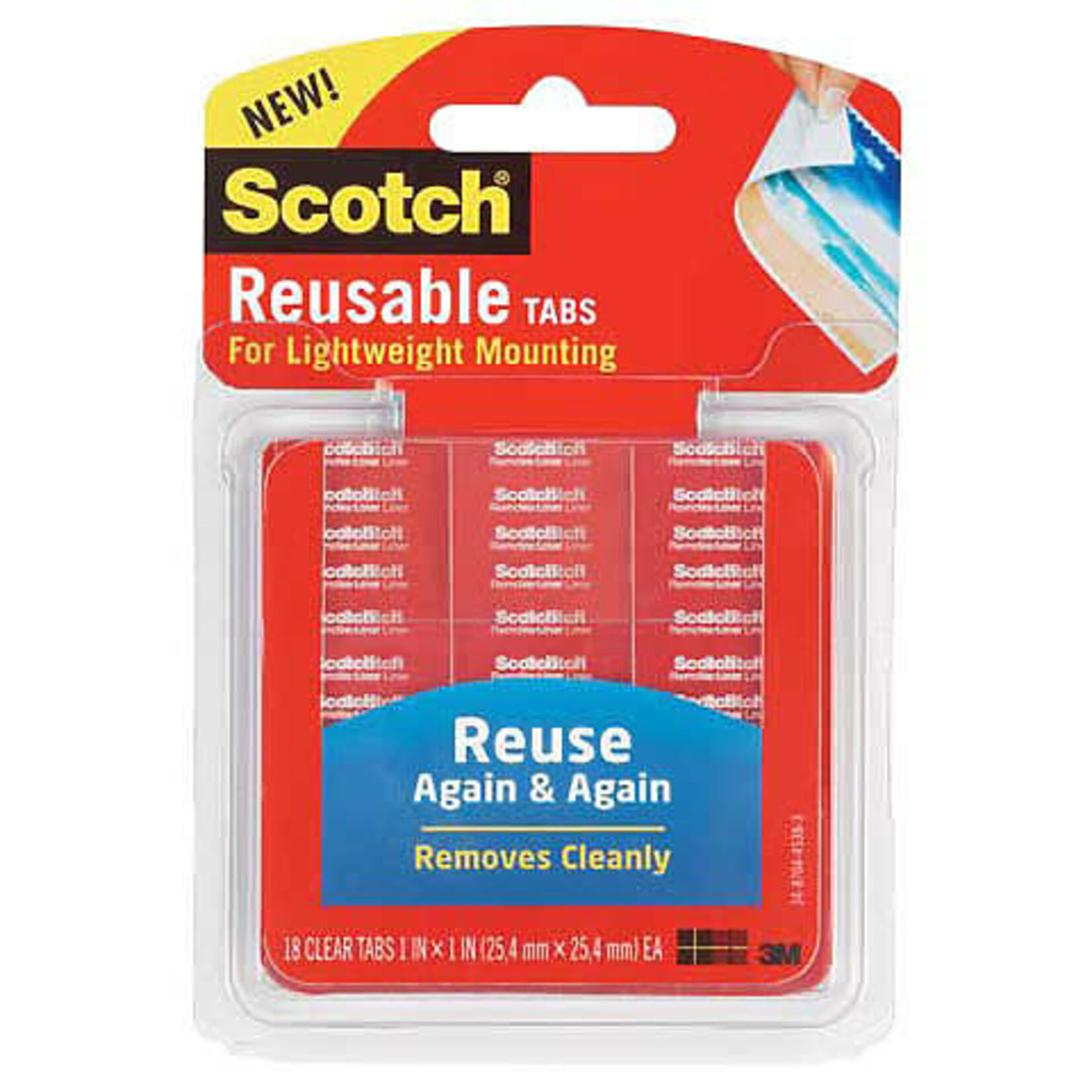 Scotch 3m Scotch Reusable Mounting Sheet, Strips & Tabs, 1'' X 3'' Strips, 6/Pkg.