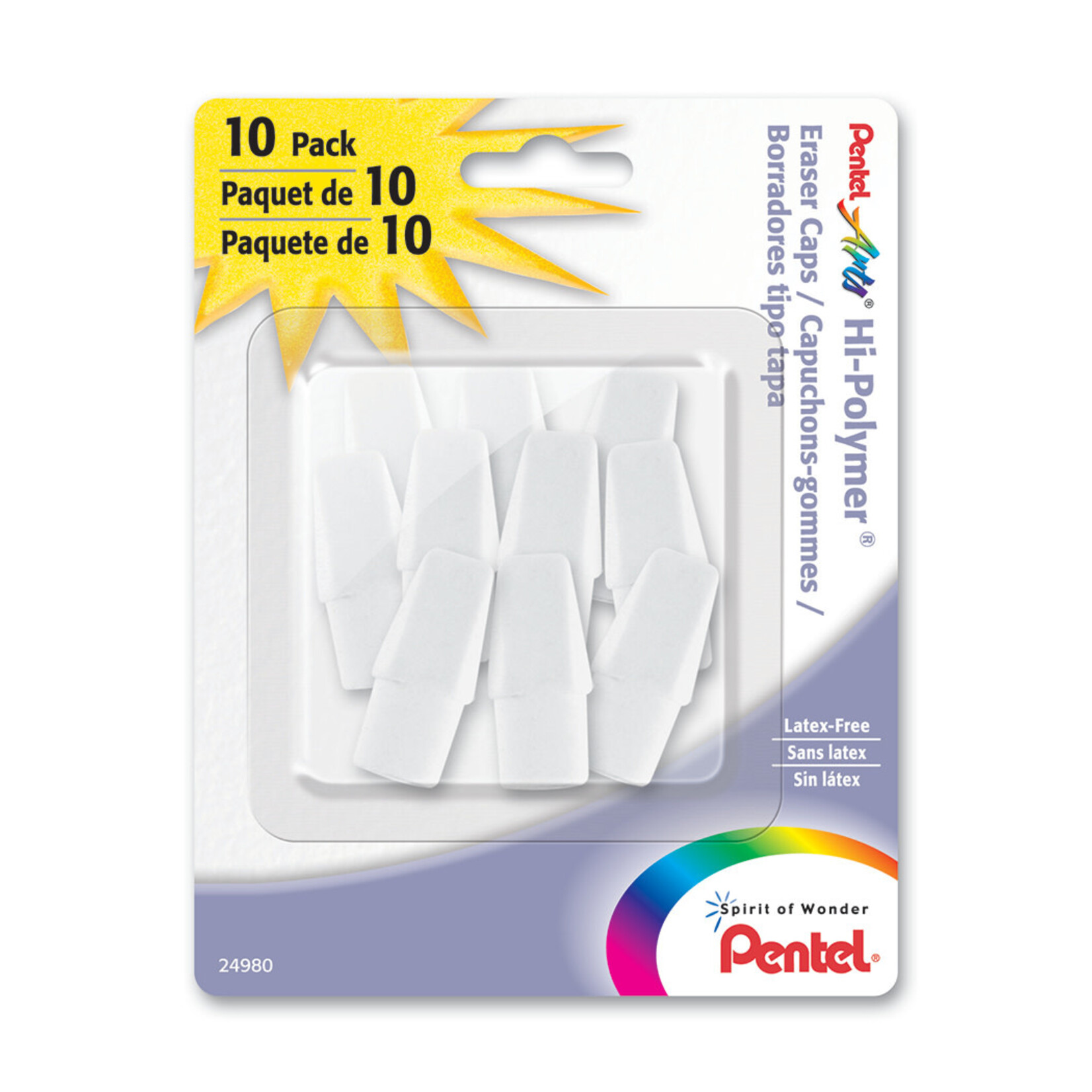 Pentel Hi Polymer Eraser Cap White 10/Pk