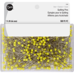 Dritz Jumbo Quilt Pins 500 Count 1 3/4 Inch Yellow Plastic Head