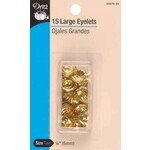 Dritz LARGE EYELETS GILT 1/4" 15 CT