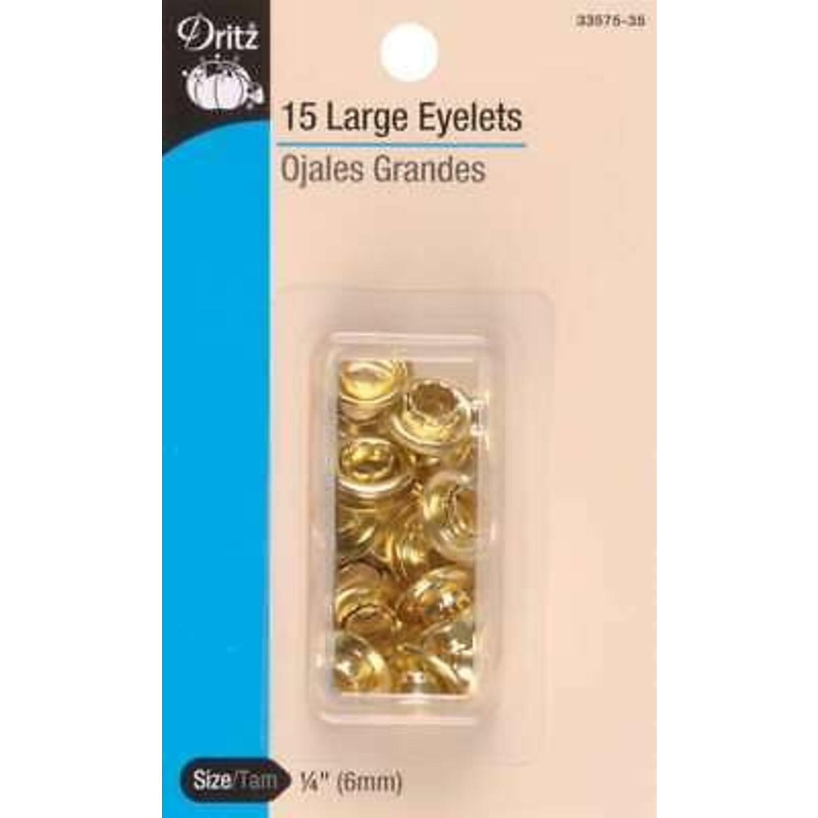 Dritz LARGE EYELETS GILT 1/4" 15 CT