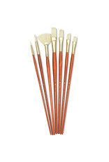 Princeton Real Value Brush Sets, 7-Brush Sets, 7-Brush Bristle Brush Set - Round 2, 6, Bright 6, Filbert 8, Fan 6, Flat 10, Angular 6 (LH)