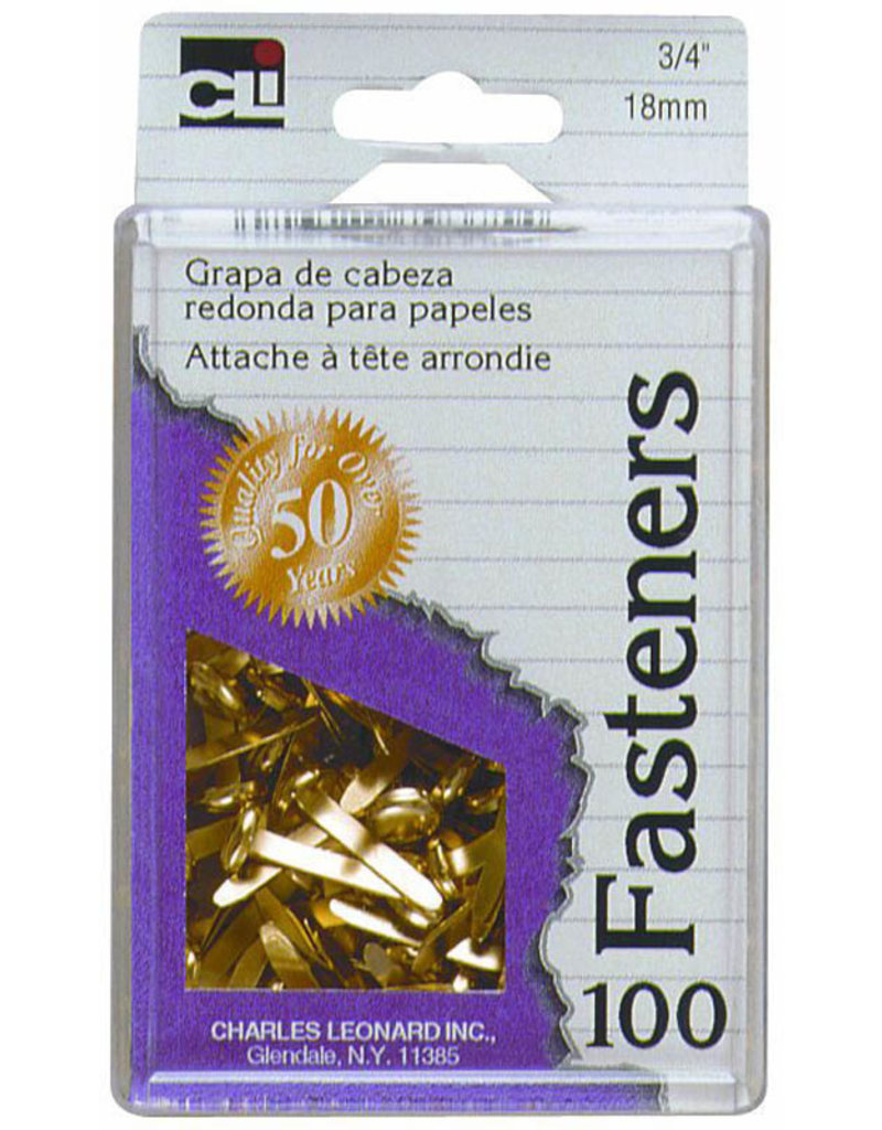 Charles Leanord Charles Leonard Round Head Paper Fastener - Brass .25X.75In  100Ct Box - MICA Store