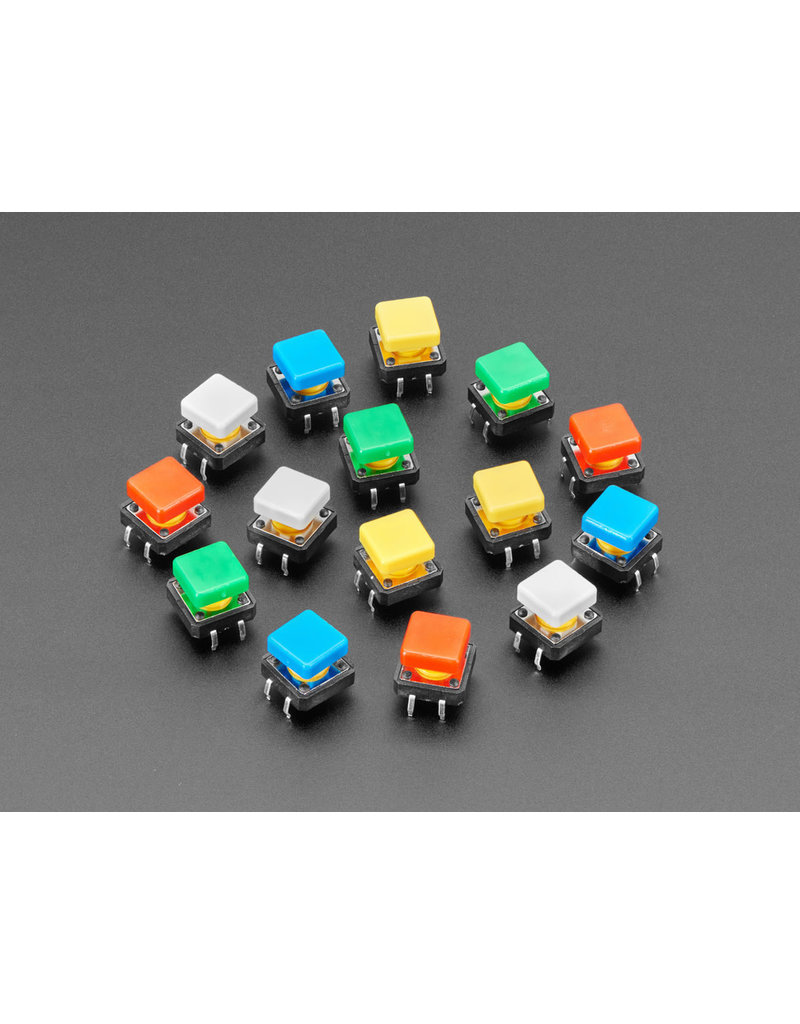 Adafruit Colorful Square Tactile Button Switch Assortment - 15 Pack