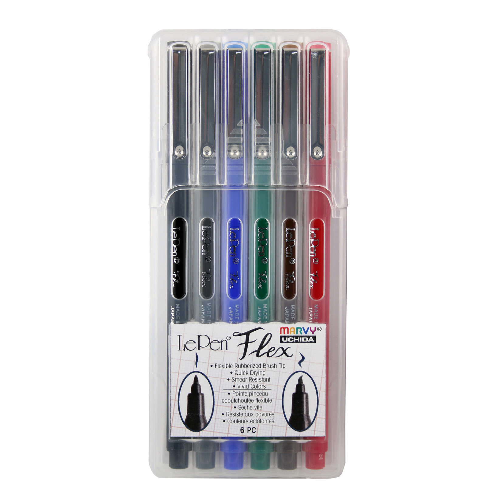 Uchida Le Pen Flex Sets, 6-Pen Primary Colors Set