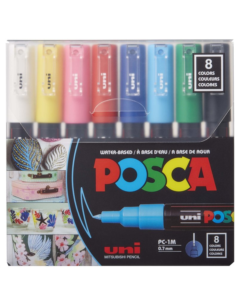 Posca POSCA Paint Marker Sets, 8-Color PC-1M Extra-Fine Tapered Tip Basic Set
