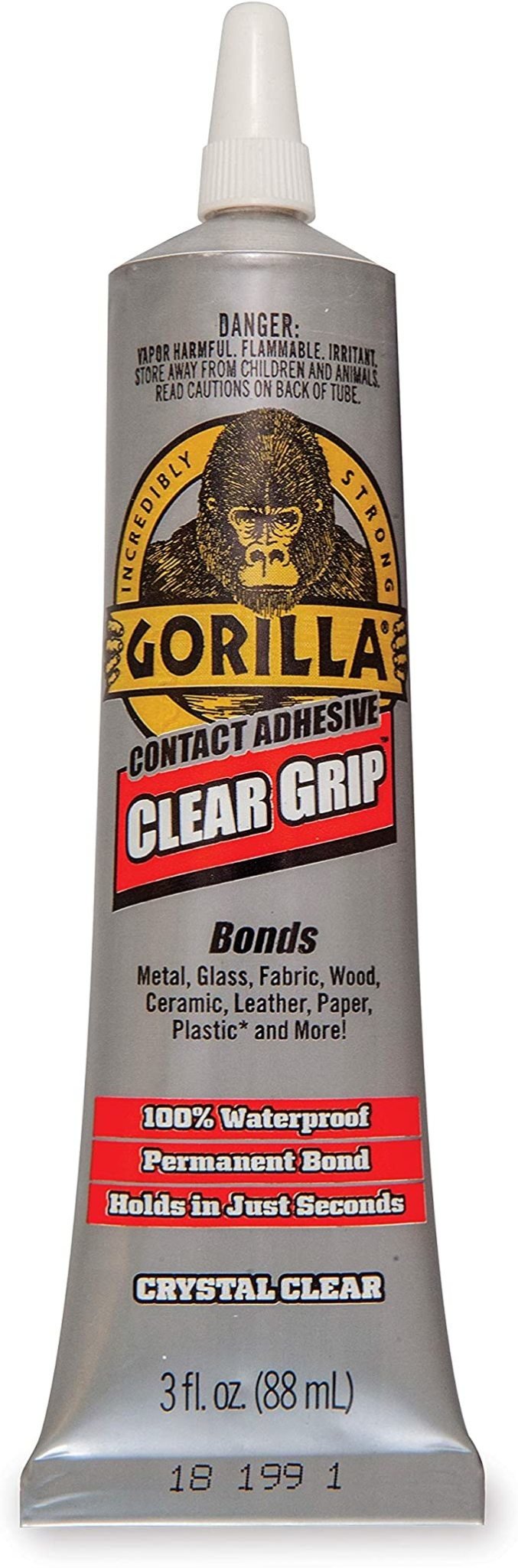 Gorilla Glue Clear Grip Contact Adhesive - 3 fl oz - Indoor, Outdoor,  Metal, Glass, Fabric, Wood, Ceramic, Leather, Paper, Repairing, Craft -  Water Pr 